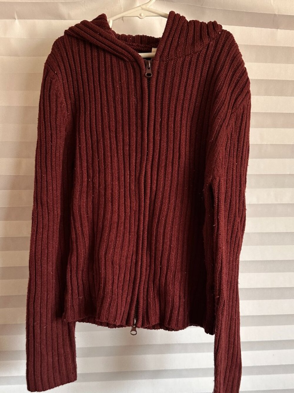 Adiva Girls Burgundy Wine Red Knit Sweater Size Small S 6/7 Long Sleeve Full Zip